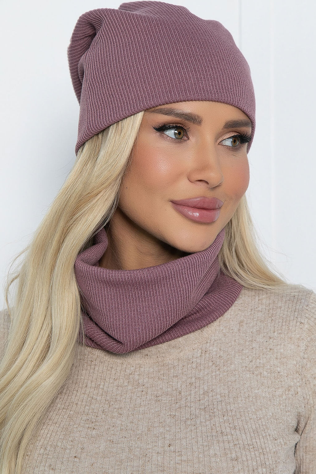 Комплект шапка и снуд (лиловый) ШС28 - Lt collection фото 3