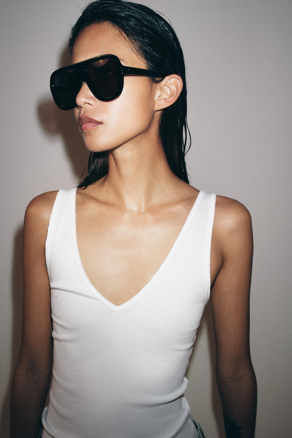 TOP ESCOTE PICO RIB / Blanco