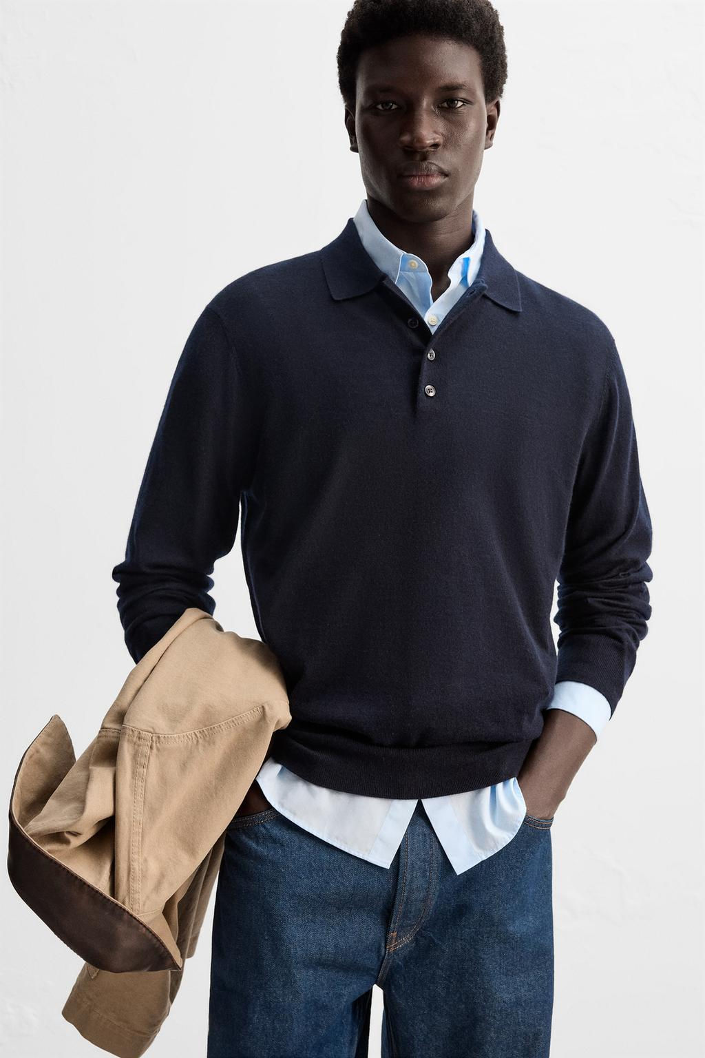 LIGHTWEIGHT WOOL AND CASHMERE KNIT POLO SHIRT - Zara фото 5