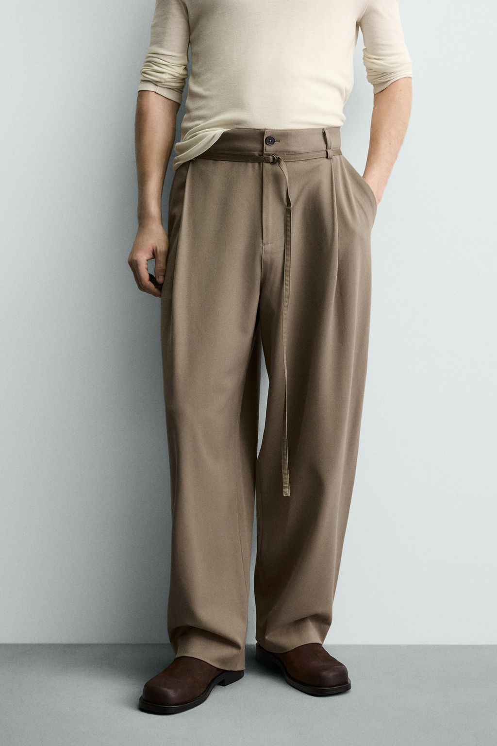 BALLOON FIT TROUSERS WITH PLEATS AND BELT - Zara фото 23