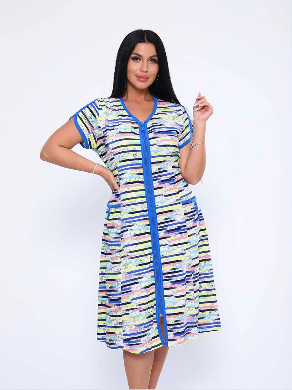 Халат женский, цвет зеленый желтый