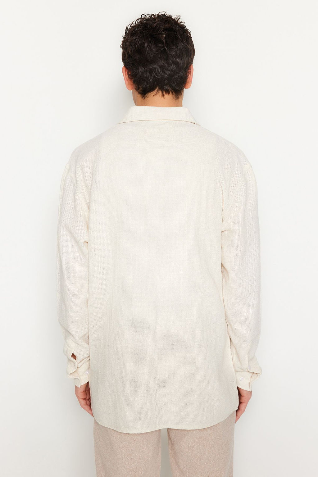 TRENDYOL MAN Ekru Oversize Fit Keten Dokulu Cift Cepli Ceket Gomlek TMNSS23GO00089 - Trendyolmilla фото 8