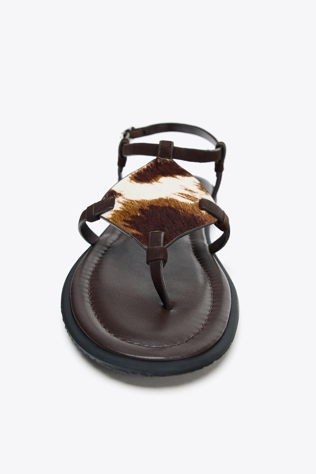 ANIMAL PRINT LEATHER AND SHEEPSKIN SANDALS - Zara фото 5