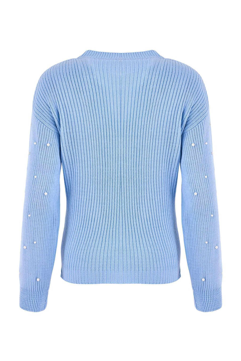 Ac?k Mavi Inci Detayl? Bisiklet Yaka Triko Kazak TWOAW22KZ1493