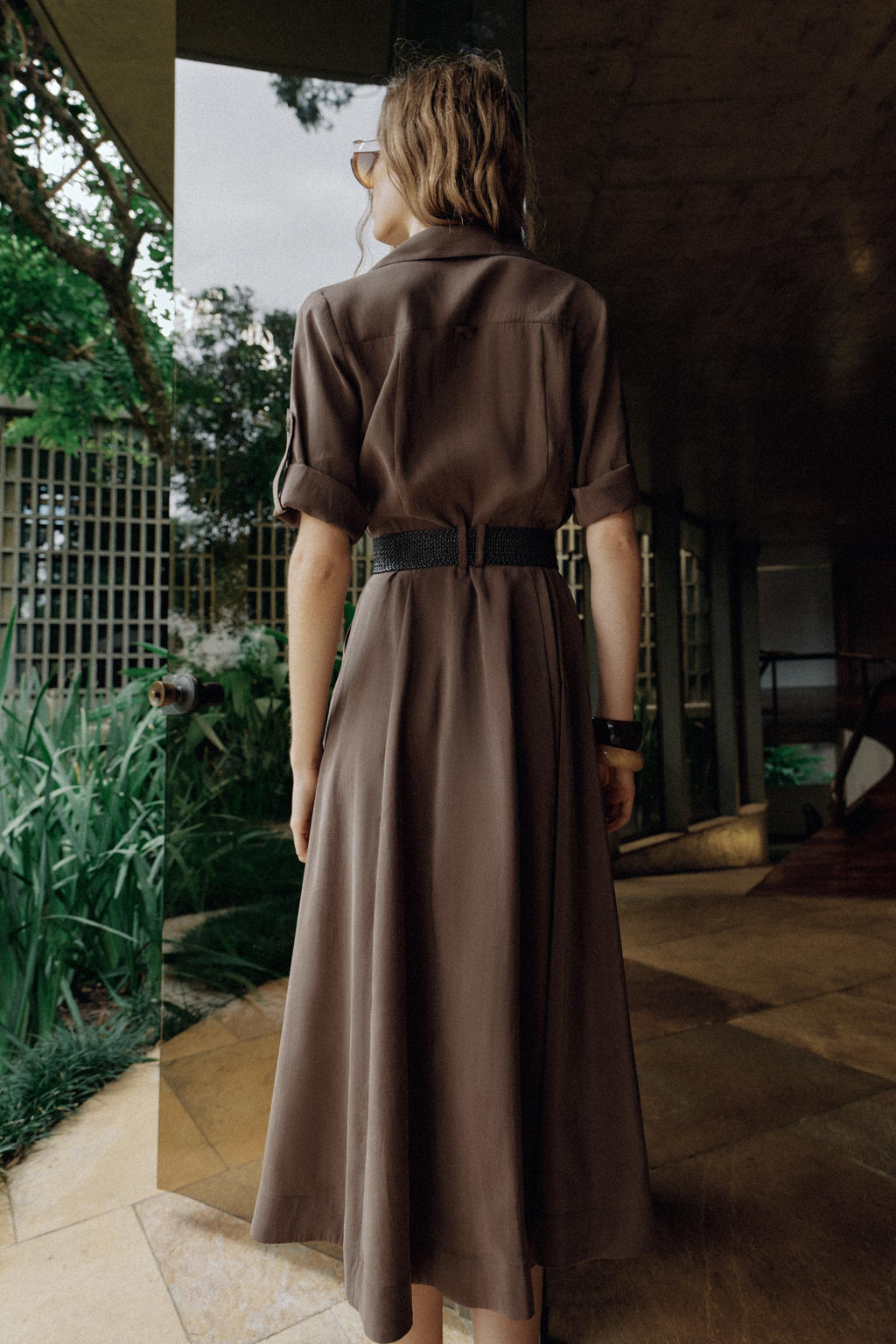 VESTIDO CAMISERO FLUIDO CINTUR?N / Marr?n - Zara фото 5