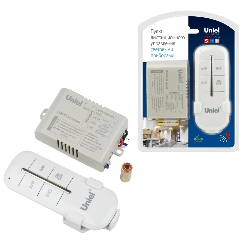 UCH-P005-G2-1000W-30M Пульт управления светом. 2 канала*1000Вт. ТМ Uniel