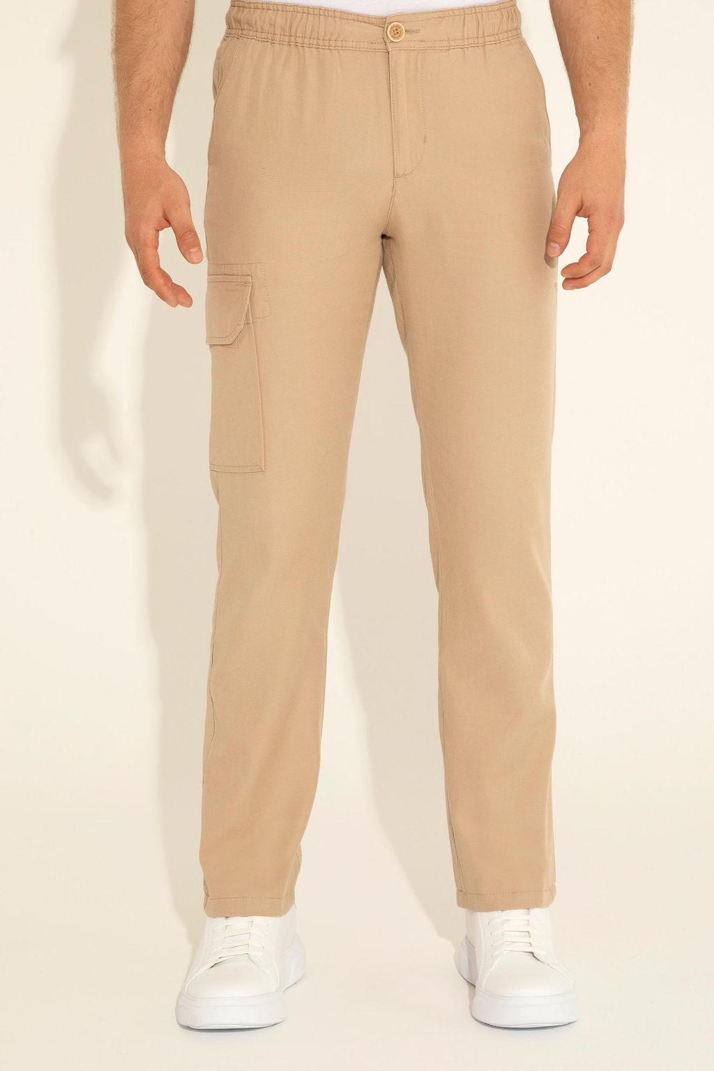 Erkek Regular Fit Kum Kanvas Pantolon