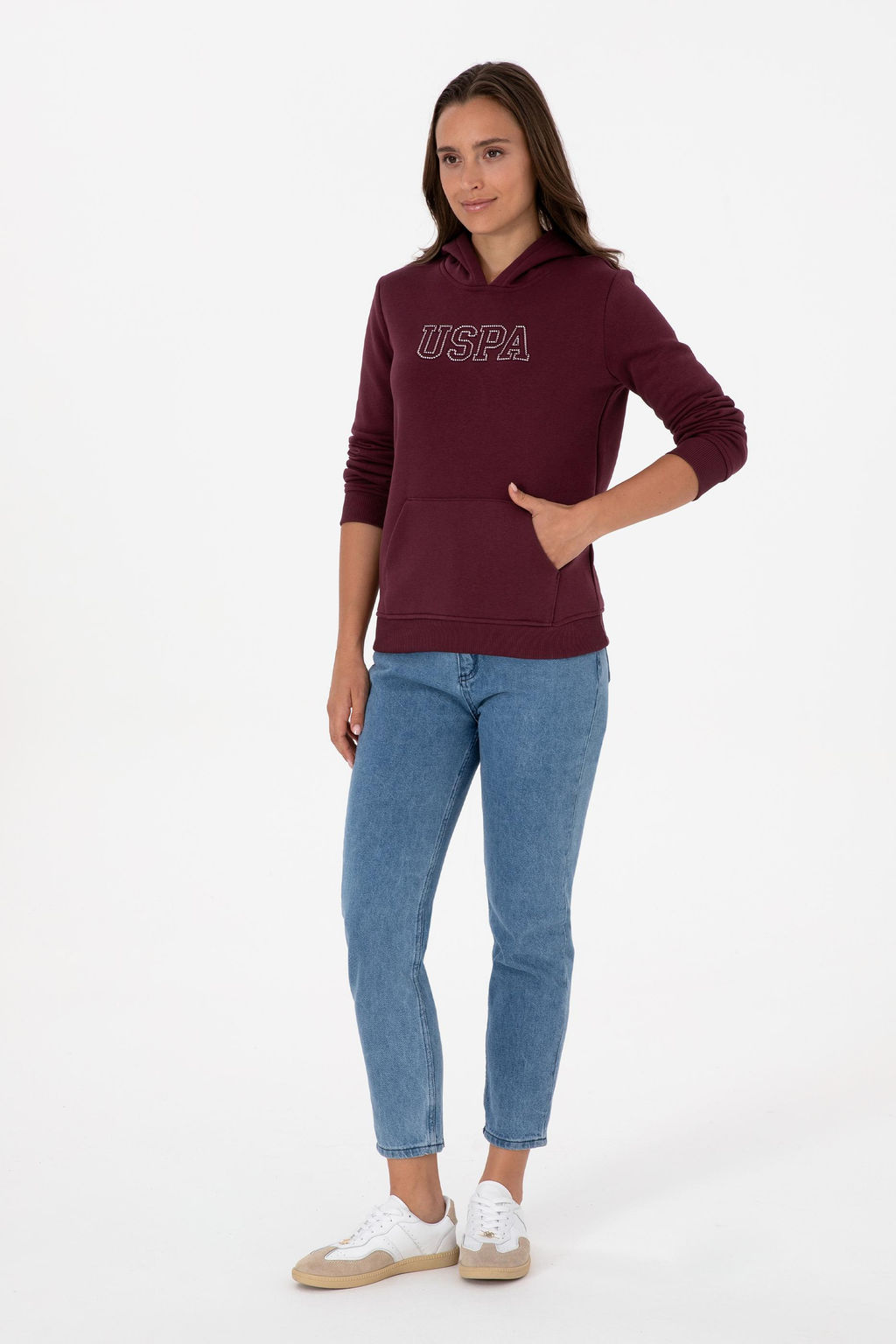 Kad_n Bordo _ardonlu Kap__onlu Basic Sweatshirt - U.s. polo assn фото 4