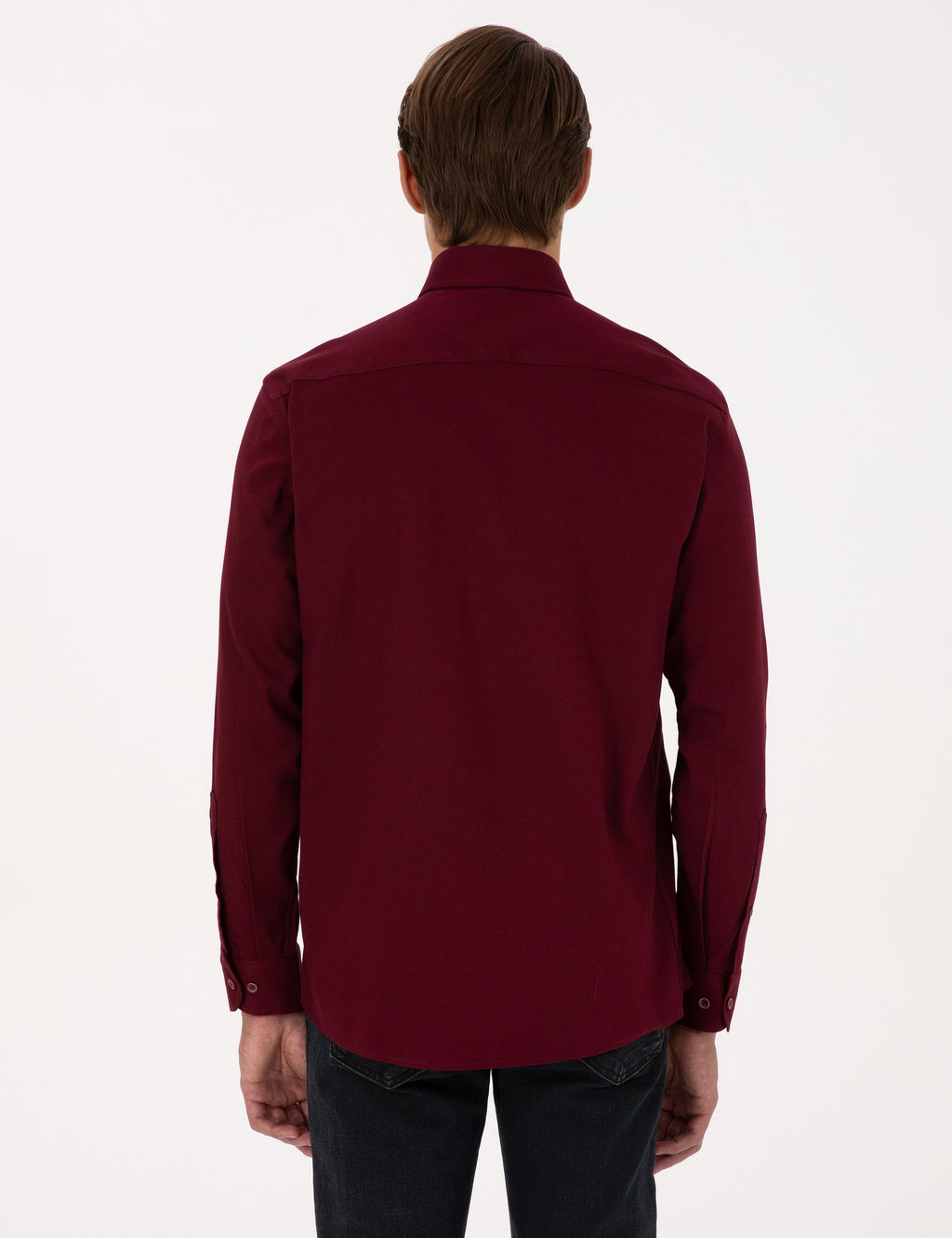 Bordo Regular Fit Uzun Kollu G_mlek