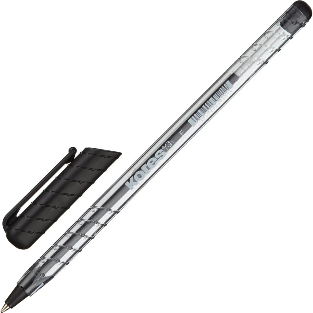 Ручка шариковая неавтомат. KORES К1 F(0,7мм)треуг.корп,черн.ст. 39521  фото 2