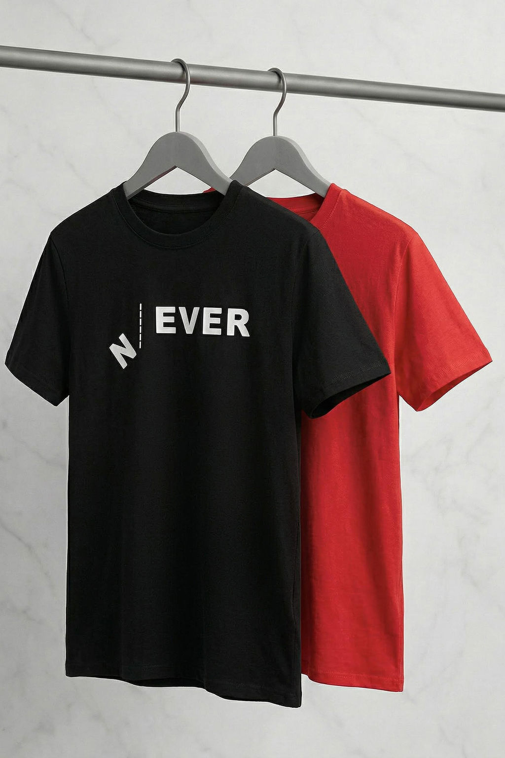 Siyah-K?rm?z? 2li Paket Regular/Normal Kal?p Bask?l? %100 Pamuk T-Shirt TMNSS26TS00043