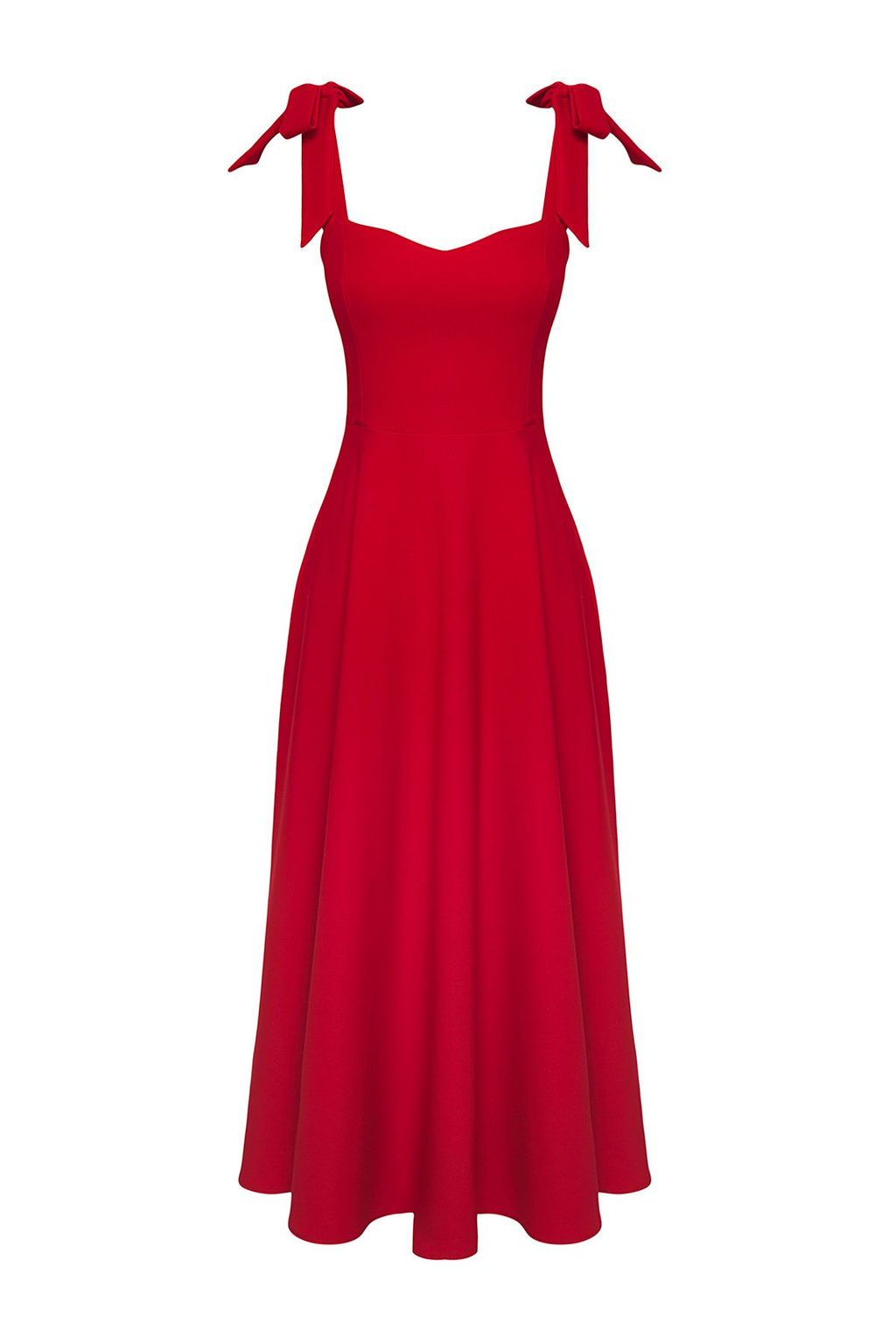 K?rm?z? A-Kesim Ask? Baglama Detayl? Dokuma Midi S?k Abiye Gece Mezuniyet Elbisesi TPRSS24EL00251