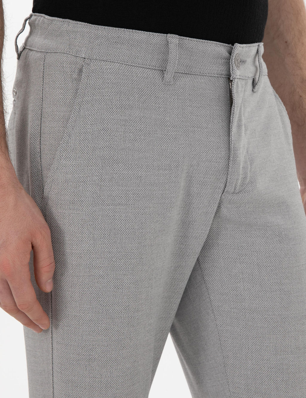Gri Slim Fit Kanvas Pantolon