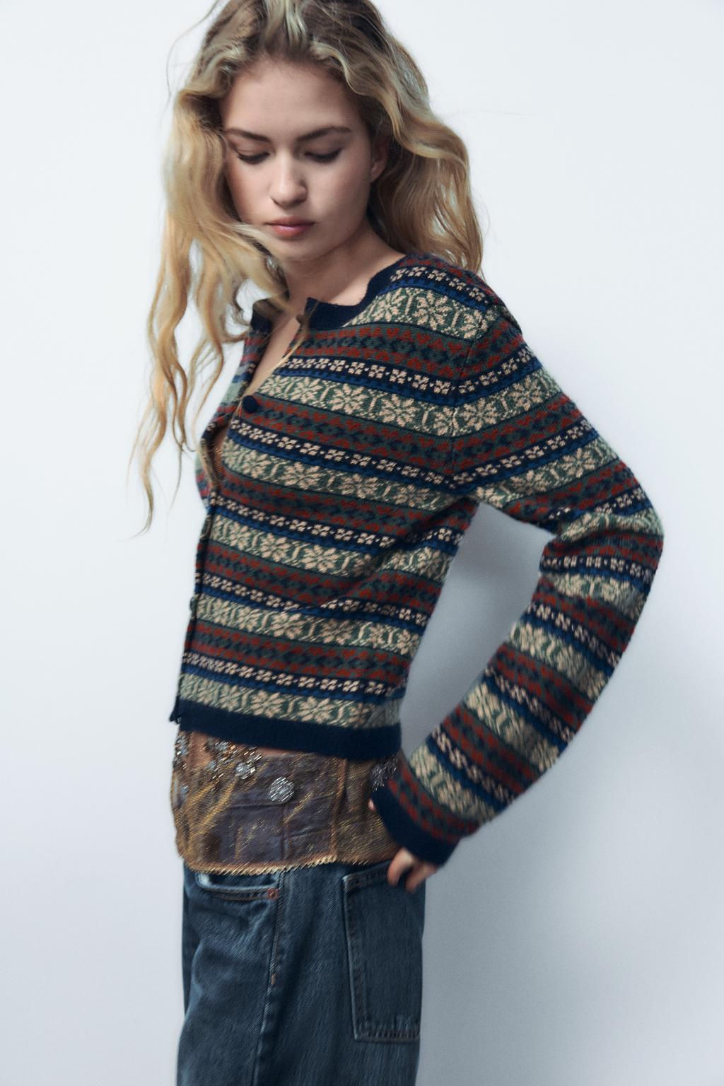 JACQUARD KNIT CARDIGAN - Zara фото 2