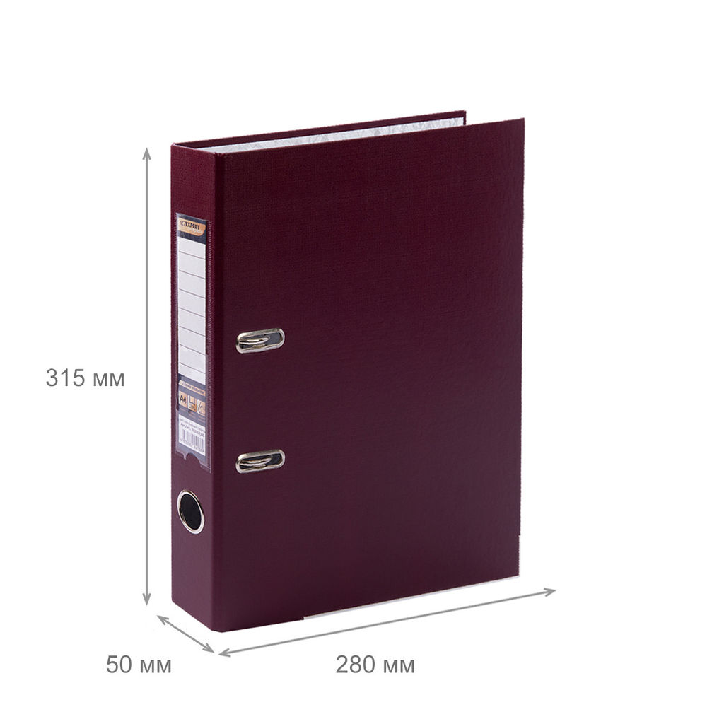 Expert Complete Регистратор PVC, мет.уг. 50 мм 50 шт. Premier A4 арочный механ. (разб.) лён бордовый EC1012165