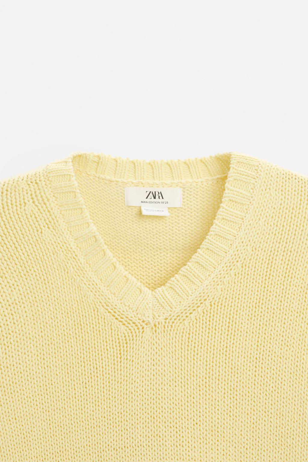 V-NECK SWEATER WITH TEXTURED WEAVE - Zara фото 9