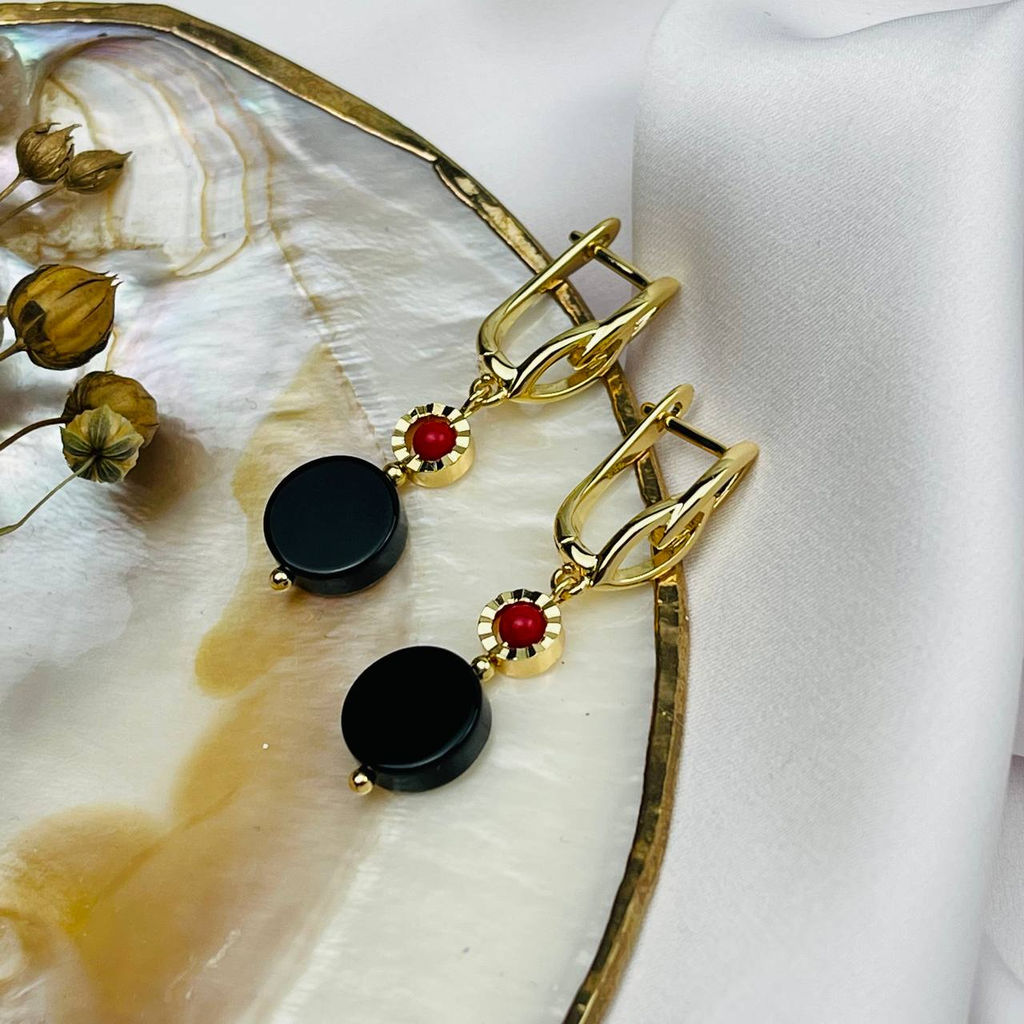 Серьги из Агата и Коралла