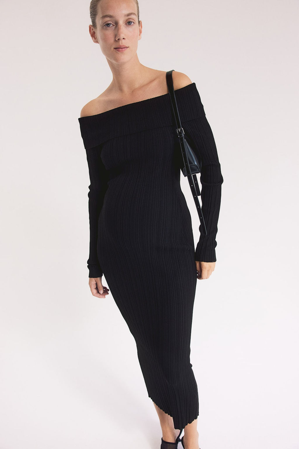 MAMA Vestido off-the-shoulder en punto de canale - H&m фото 2