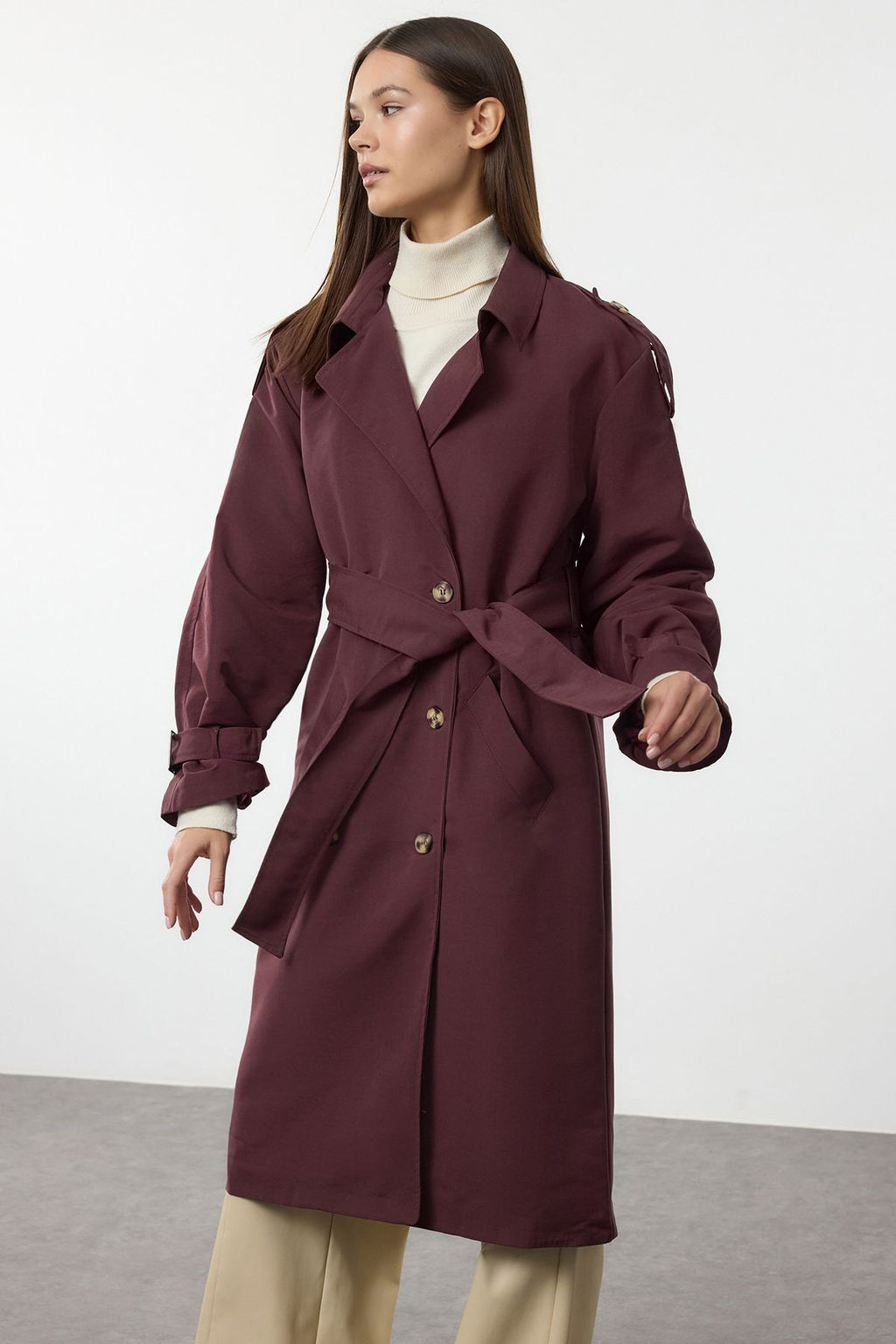 Bordo Oversize Kusakl? Trenckot TWOSS21TR0005