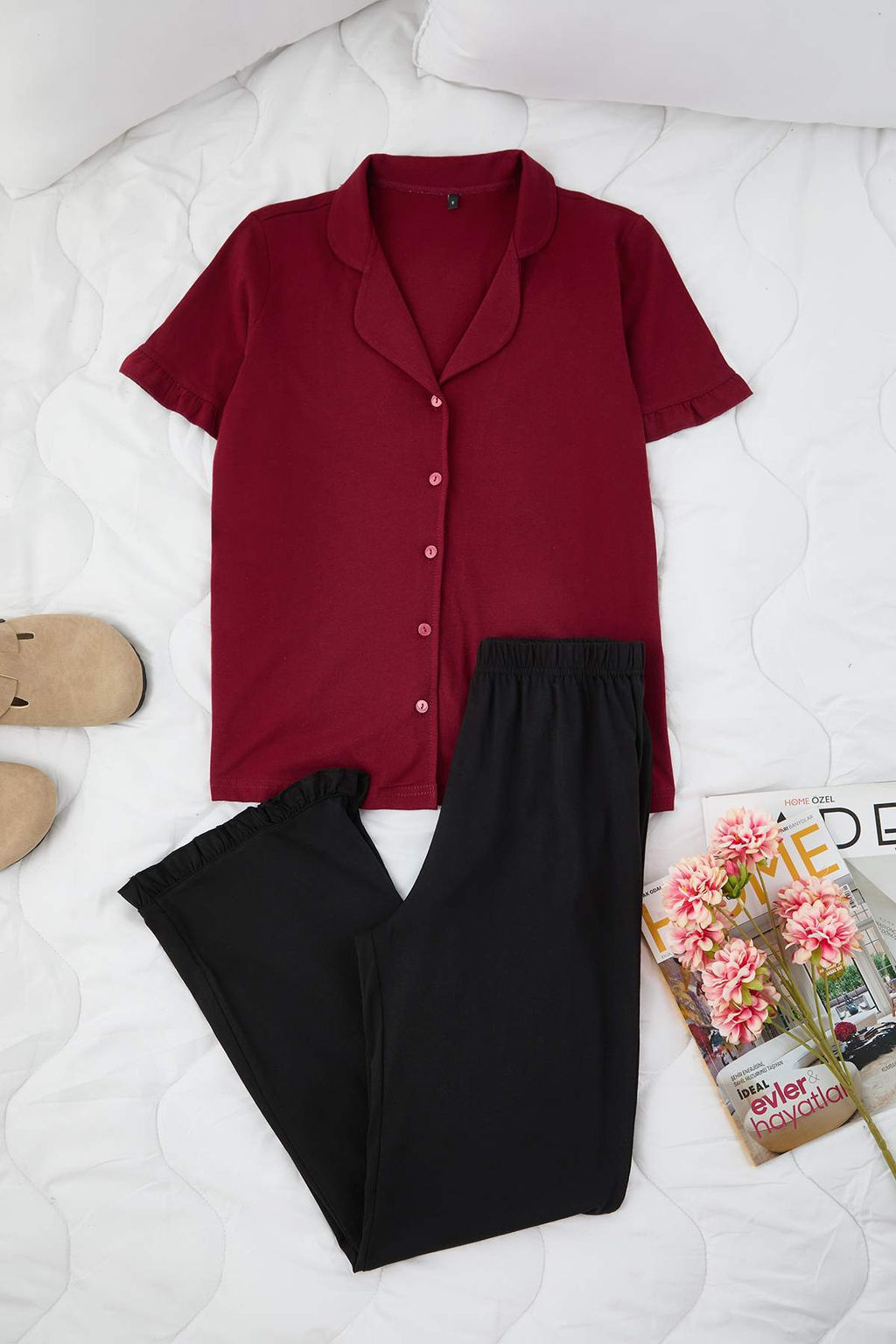 Trendyolmilla Mint %100 Pamuklu F?rf?r Detayl? Orme Pijama Tak?m? THMSS24PT00223 фото 47