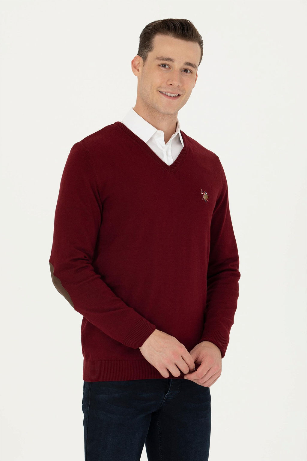 U. S. Polo Assn Мужской бордово-красный базовый свитер - U.s. polo assn фото 10