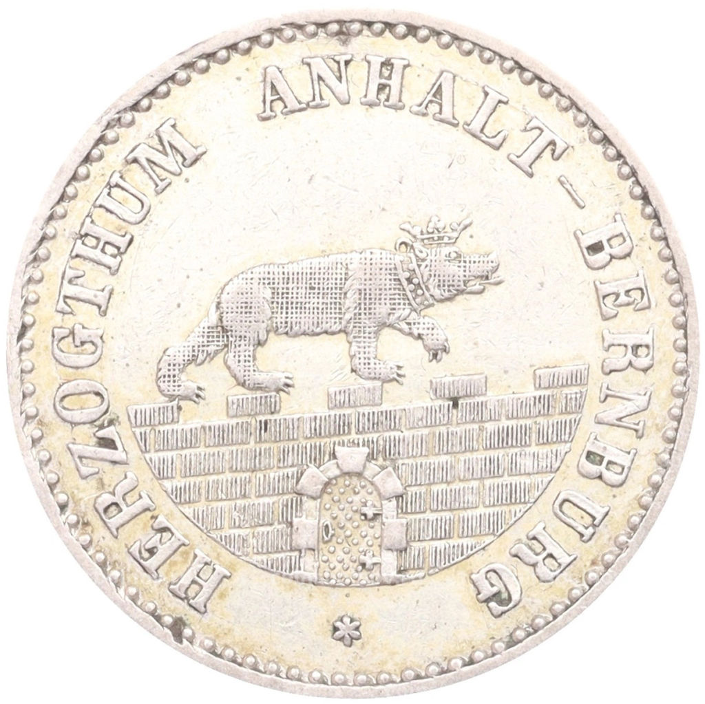 Монета 1/6 талера 1856 года А Ангальт-Бернбург