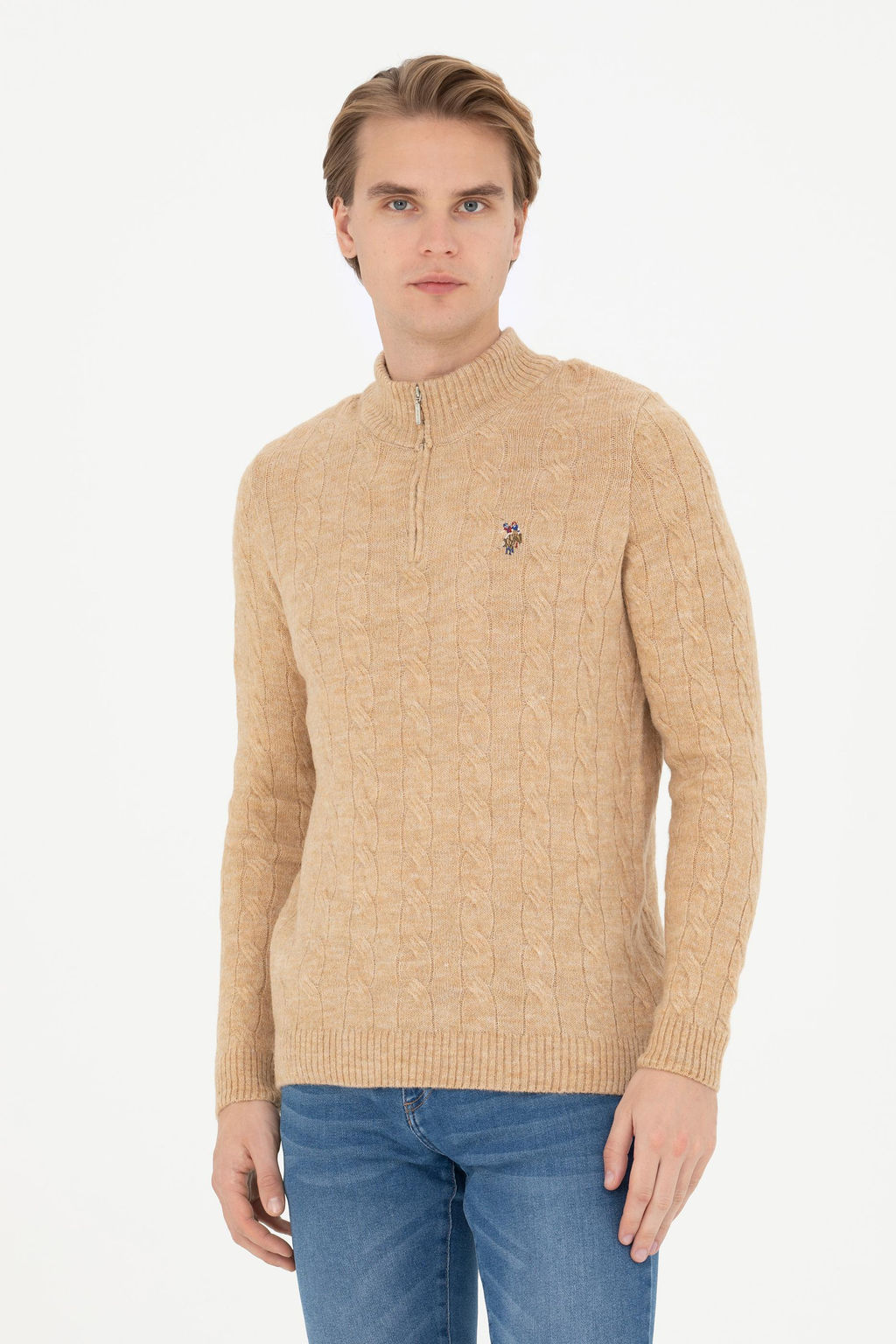 Мужской свитер песочного меланжа - U.s. polo assn фото 10