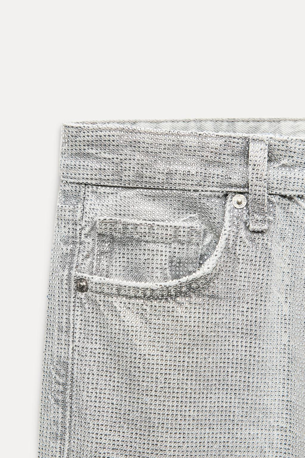 JEANS TRF WIDE LEG BRILLOS MID-WAIST - Zara фото 8