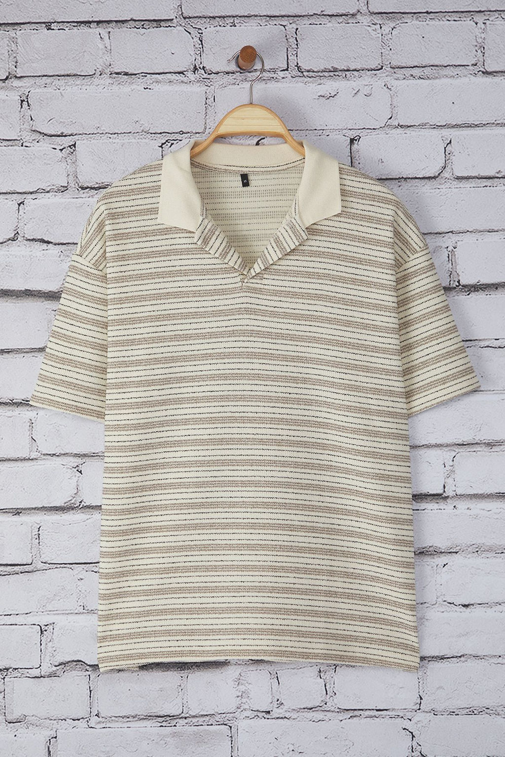 TRENDYOL MAN Unisex Mavi Oversize/Genis Kesim Cizgili Polo Yaka T-shirt TMNSS25PO00012 - Trendyolmilla фото 6