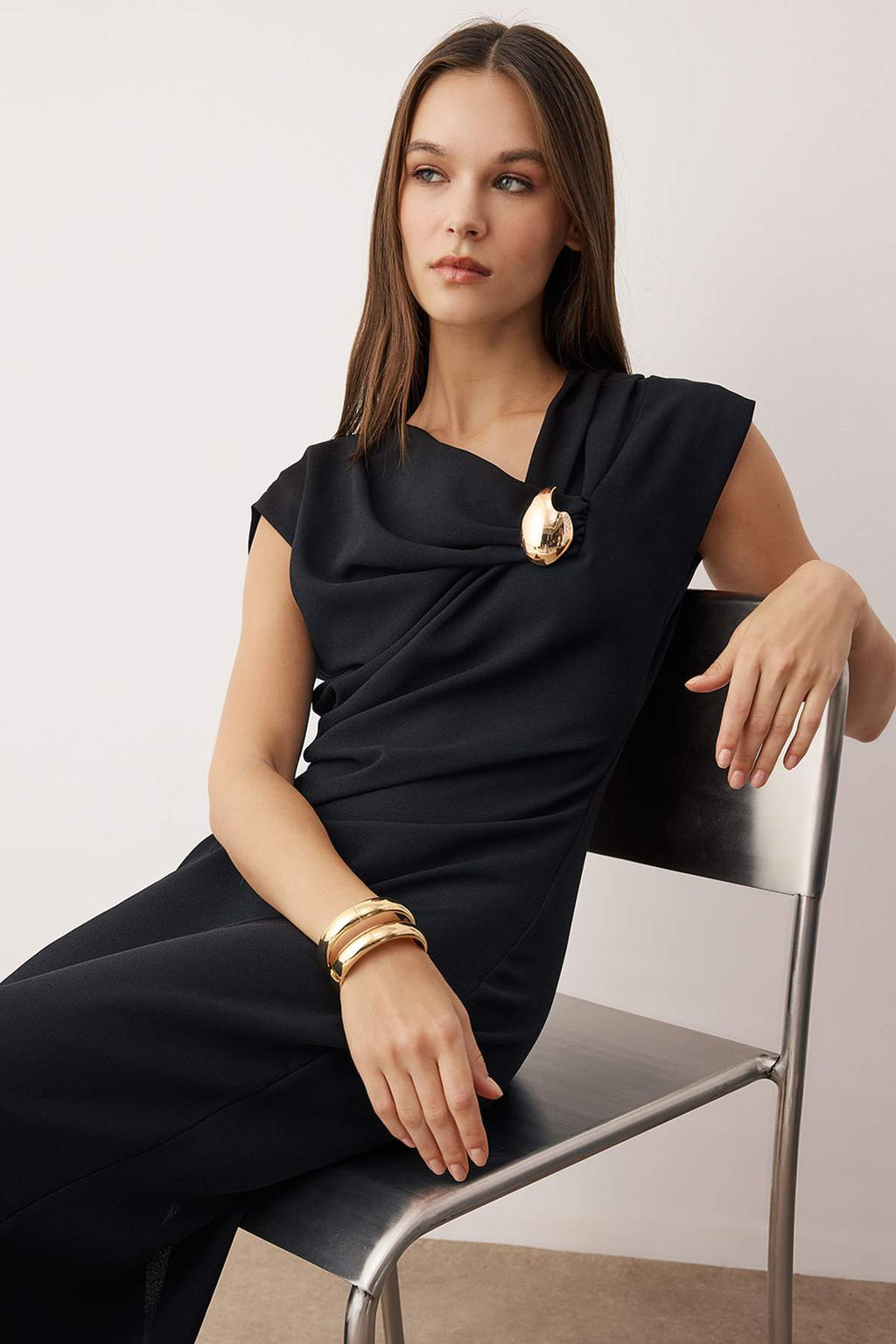 K?rm?z? Duz Aksesuar Detayl? Midi Dokuma Elbise TWOAW26EL00235 - Trendyolmilla фото 6