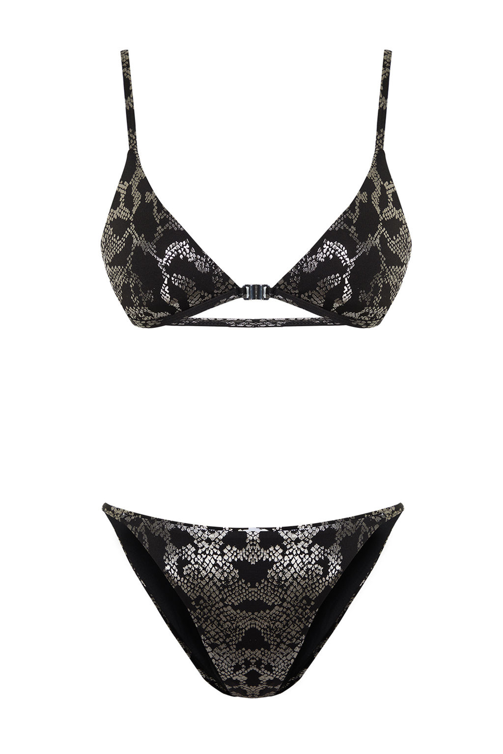 TRENDYOLMILLA Y?lan Desenli Ucgen Parlak Lak Bask?l? Brazilian Bikini Tak?m? TBESS24BT00050  фото 6