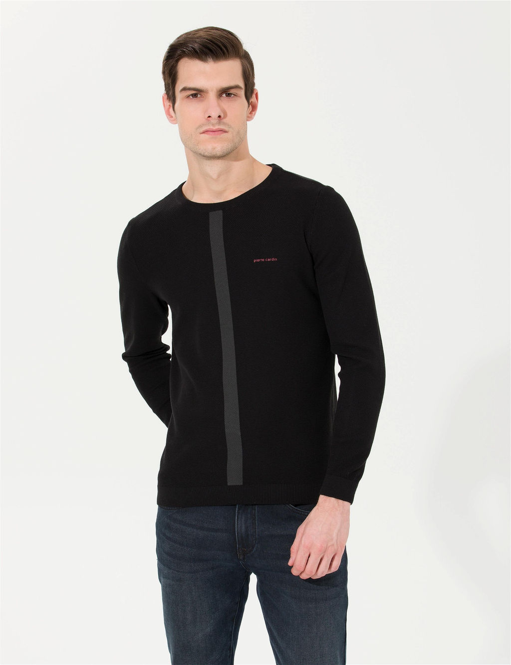 Siyah Slim Fit Bisiklet Yaka Triko Kazak - Pierre cardin фото 2