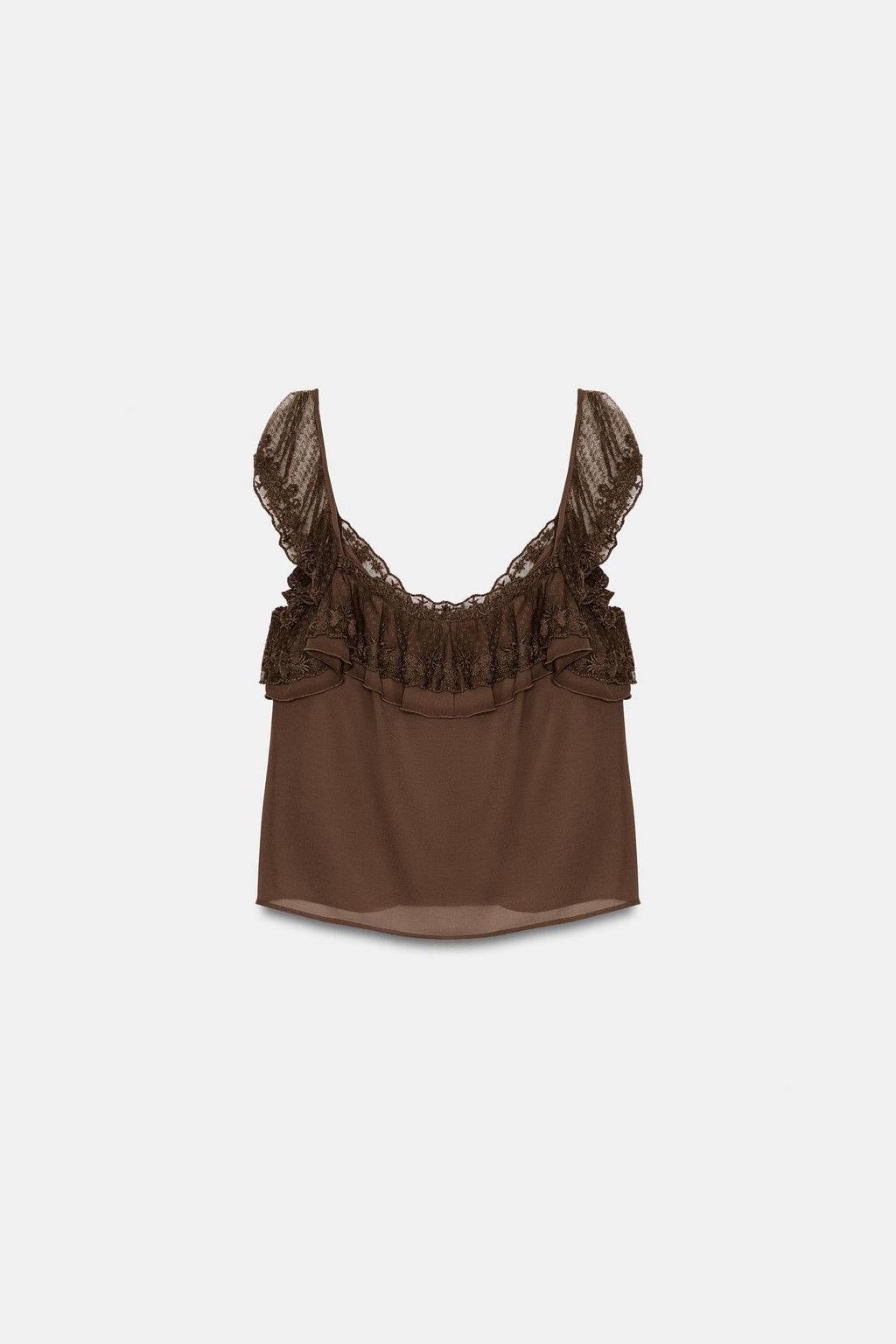 TOP BORDADOS VOLANTES / Marr?n - Zara фото 8
