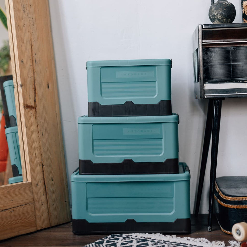 Короб пластиковый складной "Пазл", Д400 Ш280 В230, голубой