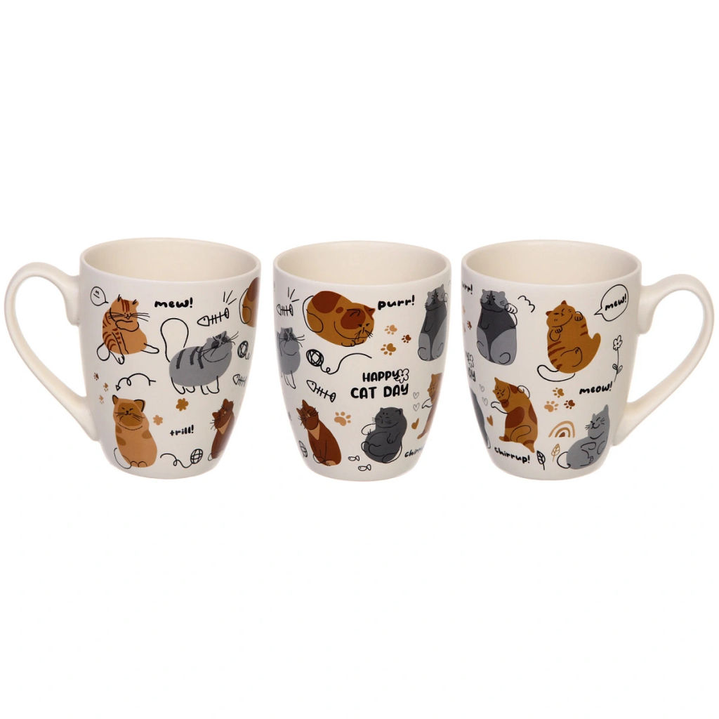 Цена за 2 шт. Кружка керамическая 350мл "Славные котики", микс 4рисунка