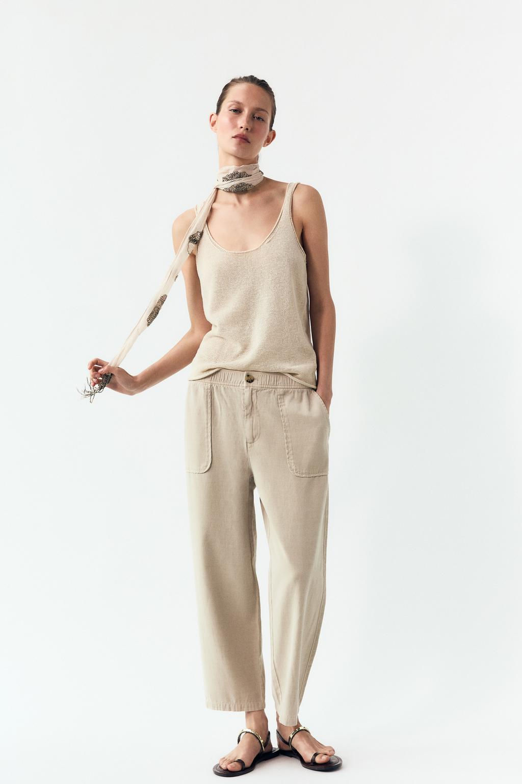 LINEN BLEND KNIT TOP - Zara фото 24