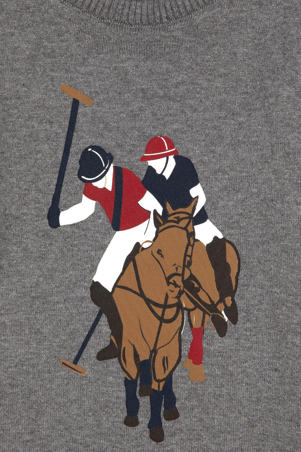 Erkek _ocuk Gri Melanj Bisiklet Yaka Kazak - U.s. polo assn фото 3