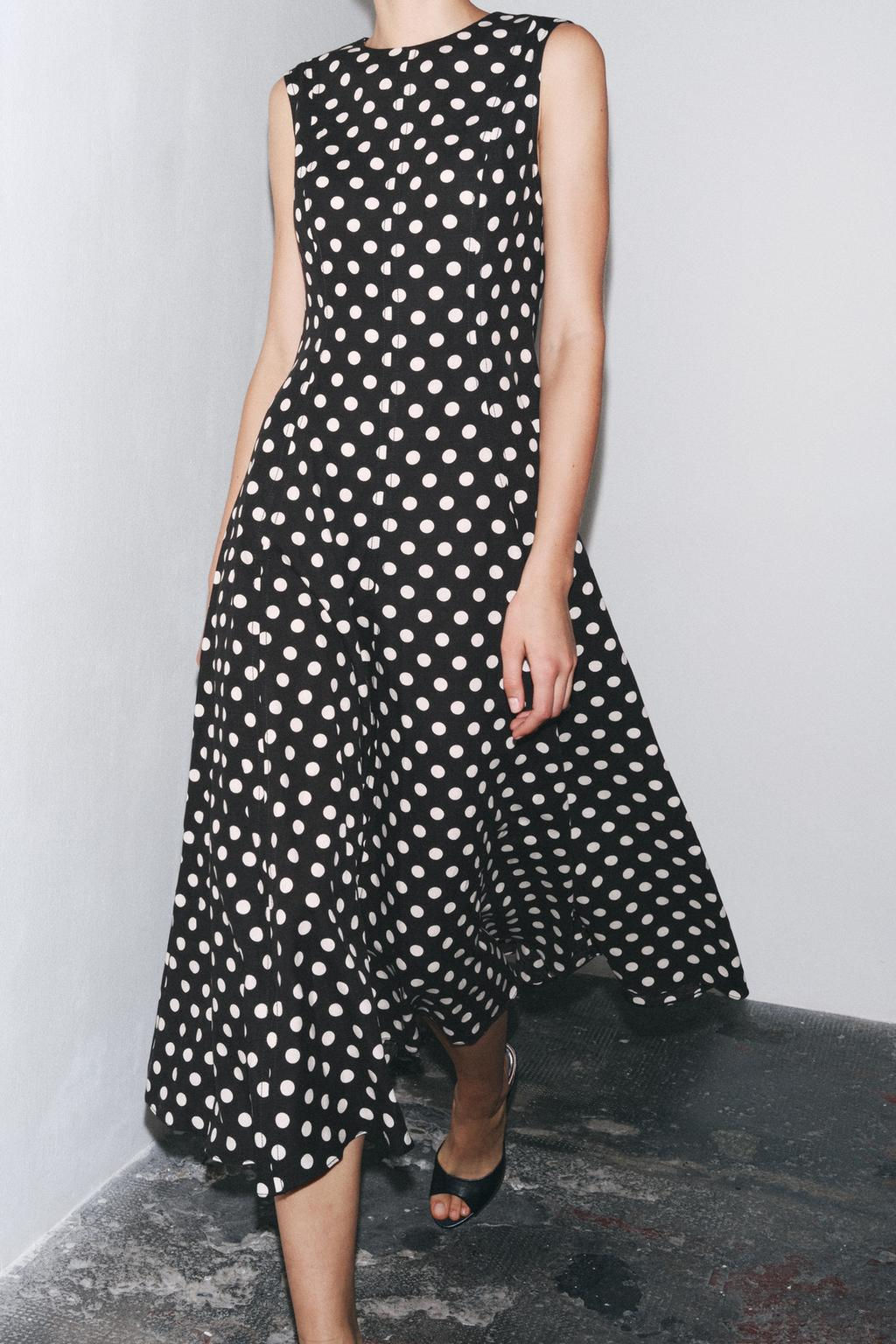 ZW COLLECTION POLKA DOT MIDI DRESS - Zara фото 4