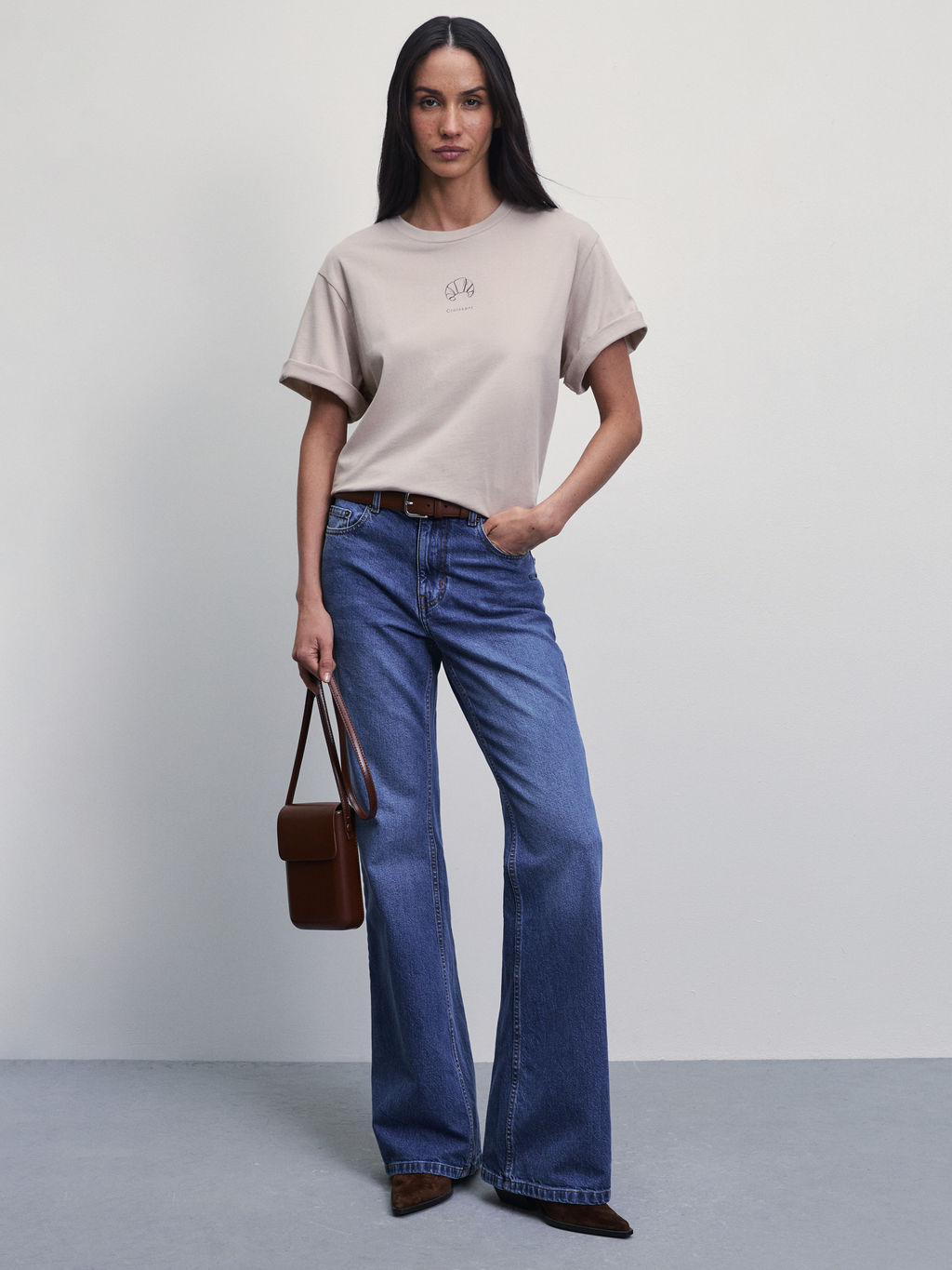 Футболка прямого кроя с принтом / Zarina  фото 2