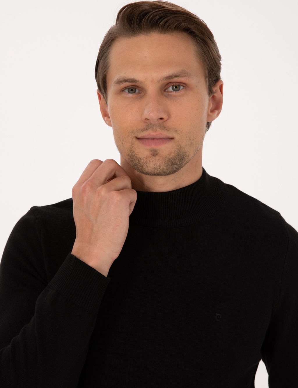 Siyah Slim Fit Yar_m Bal_k__ Yaka Basic Triko Kazak - Pierre cardin фото 2