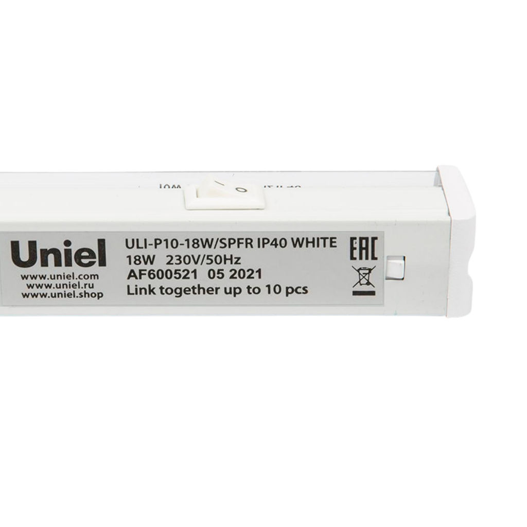 ULI-P10-18W/SPFR IP40 WHITE Светильник для растений светодиодный линейный, 560мм, выкл. на корпусе. Спектр для фотосинтеза. TM Uniel
