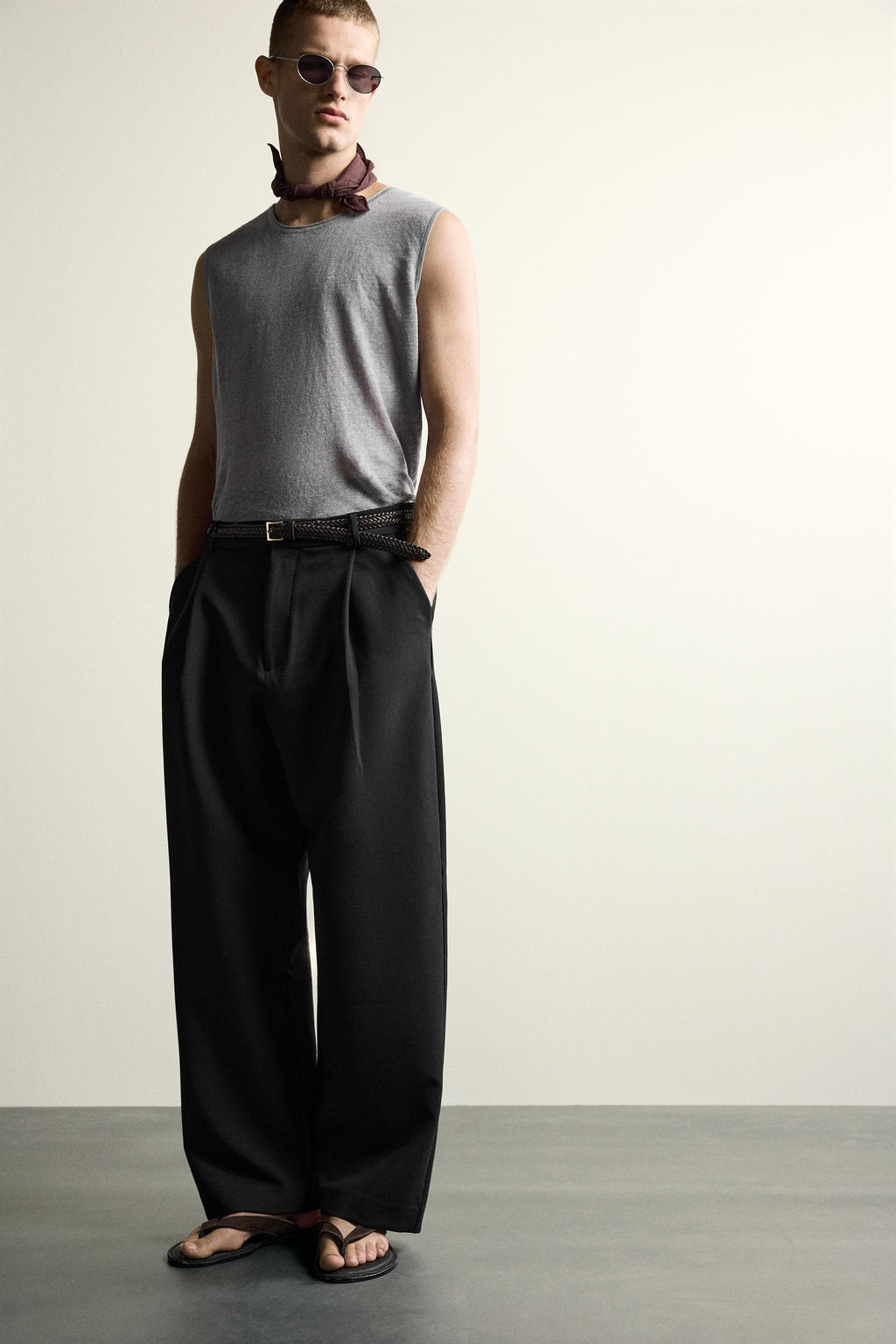 CAMISETA TANK PUNTO 100% LINO / Gris - Zara фото 6