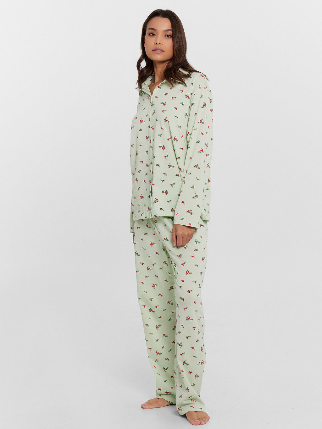 Пижама женская с принтом веточки на морской пене 592462