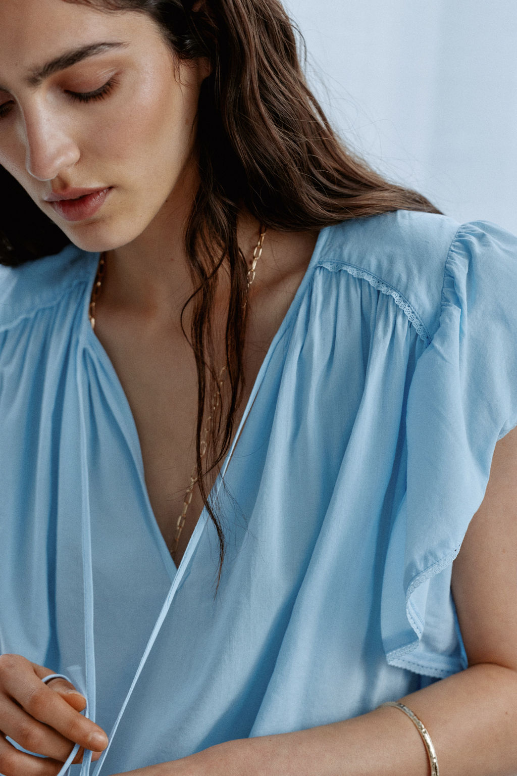 Blusa de manga circular con ribete de encaje - H&m фото 5