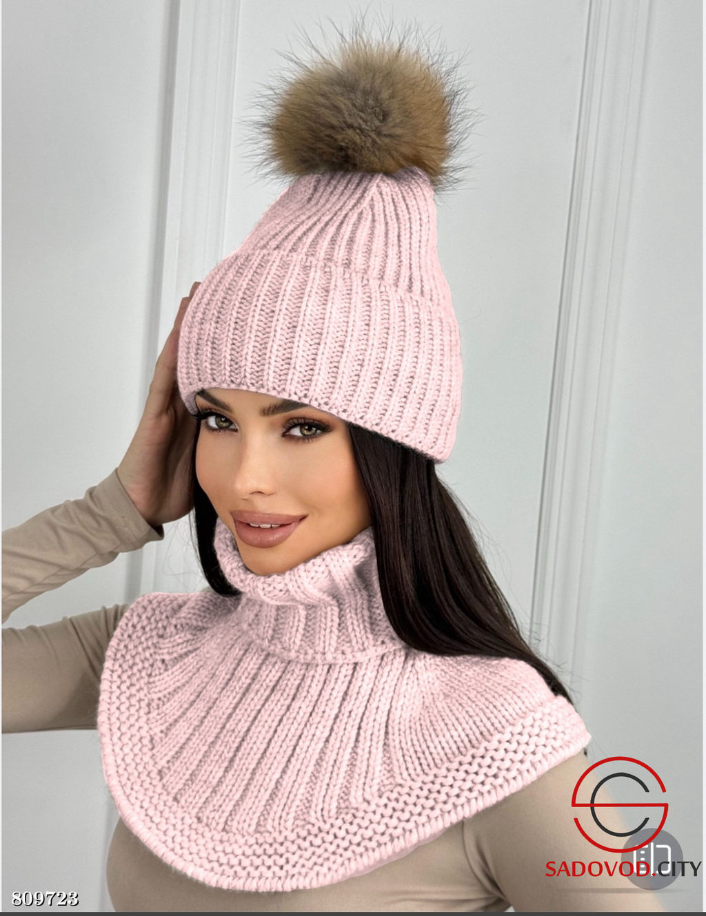 Набор 2в1 зимний комплект с натуральным мехом