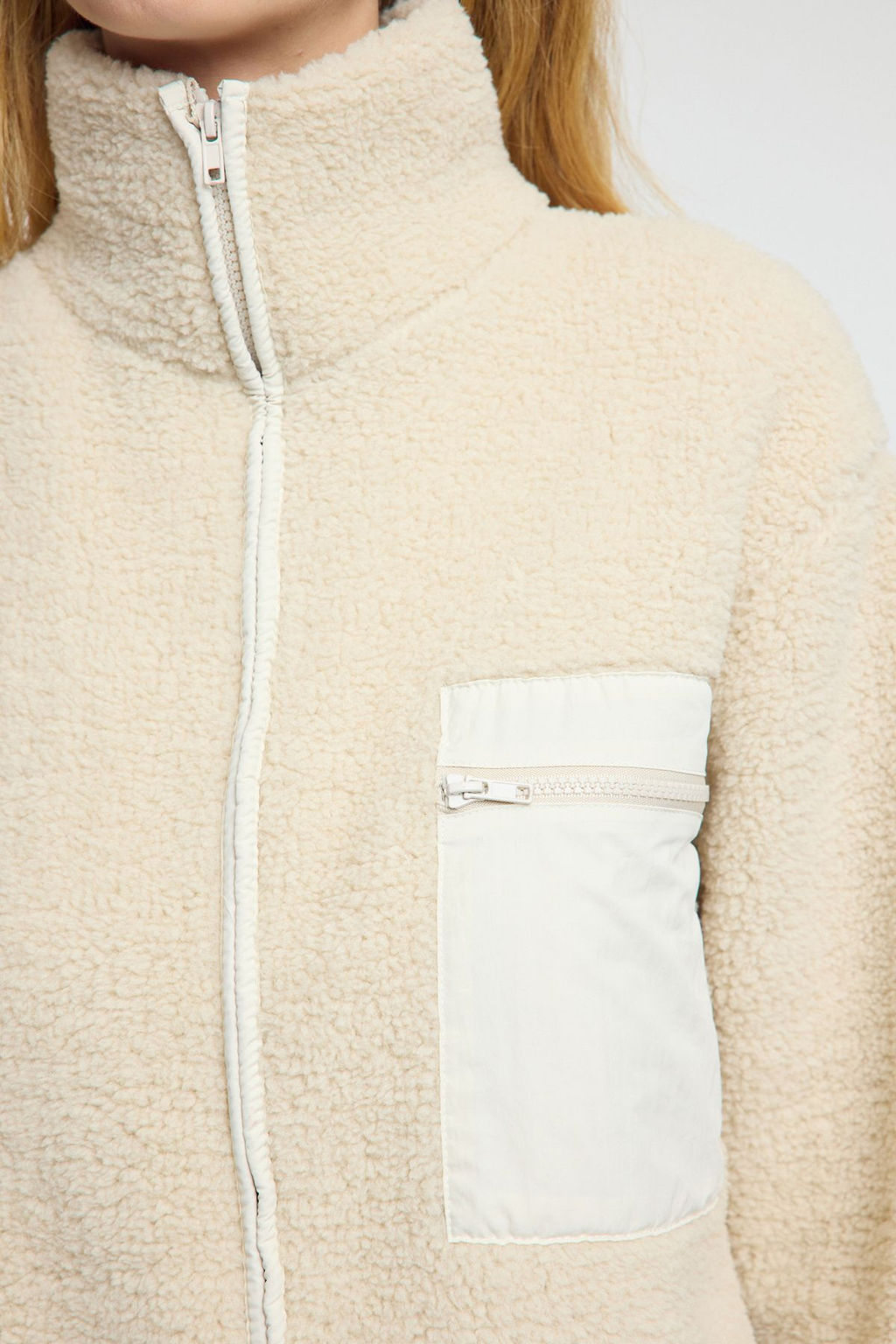 Winter Essentials Tas Kal?n Polar Fermuarl? Dik Yaka Cepli Orme Sweatshirt TWOAW24SW00071