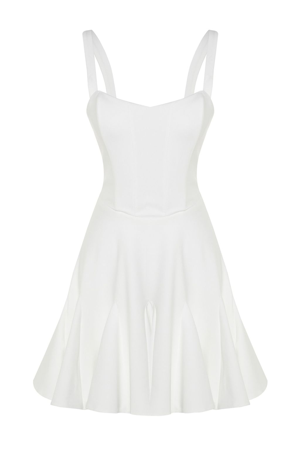 TRENDYOLMILLA Bridal Ekru A-Kesim Astarl? Korse Detayl? Biyeli Dokuma K?sa Abiye Gece Elbise TPRSS23EL00251  фото 7
