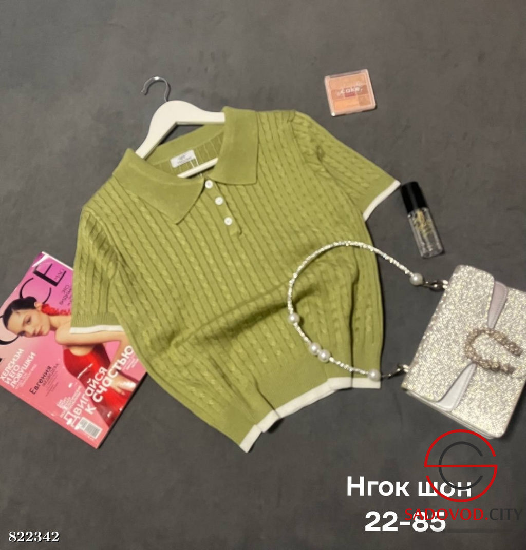 Футболка женская поло на пуговицах