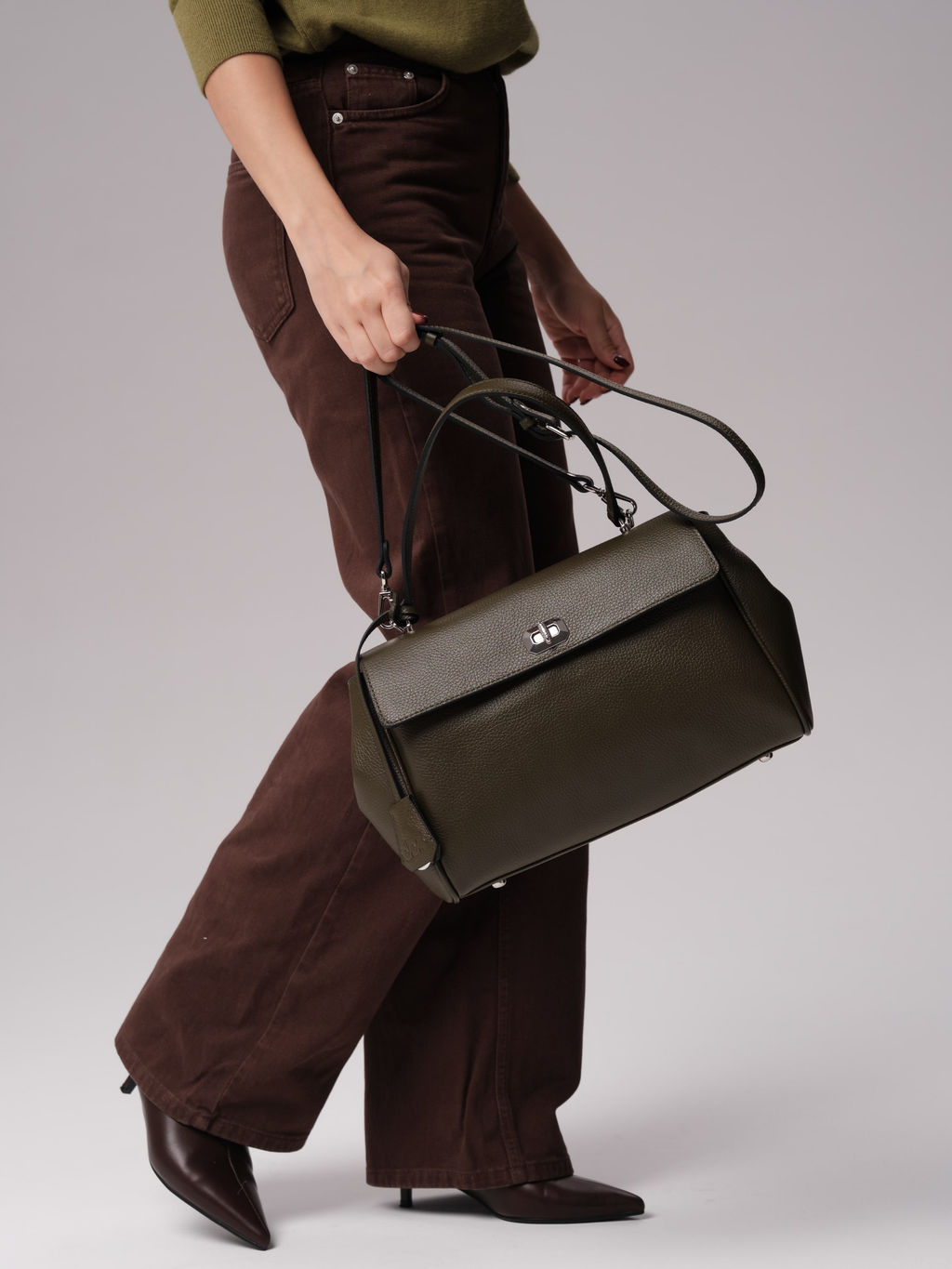 Кожаная сумка Nadi DBR 31356 олива  фото 10