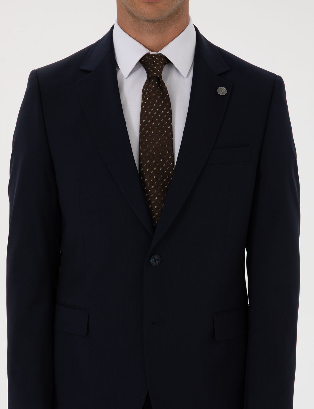 Lacivert Slim Fit %100 Y_n Tak_m Elbise